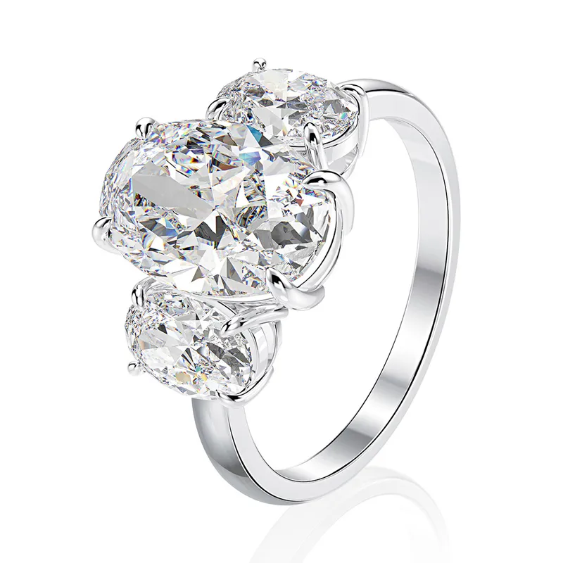 OEVAS Luksusowy Prawdziwy 925 Sterling Silver Utworzony Moissanite Gemstone Ślubne Zaręczyny Diamenty Ring Fine Jewelry Prezent Hurtownie