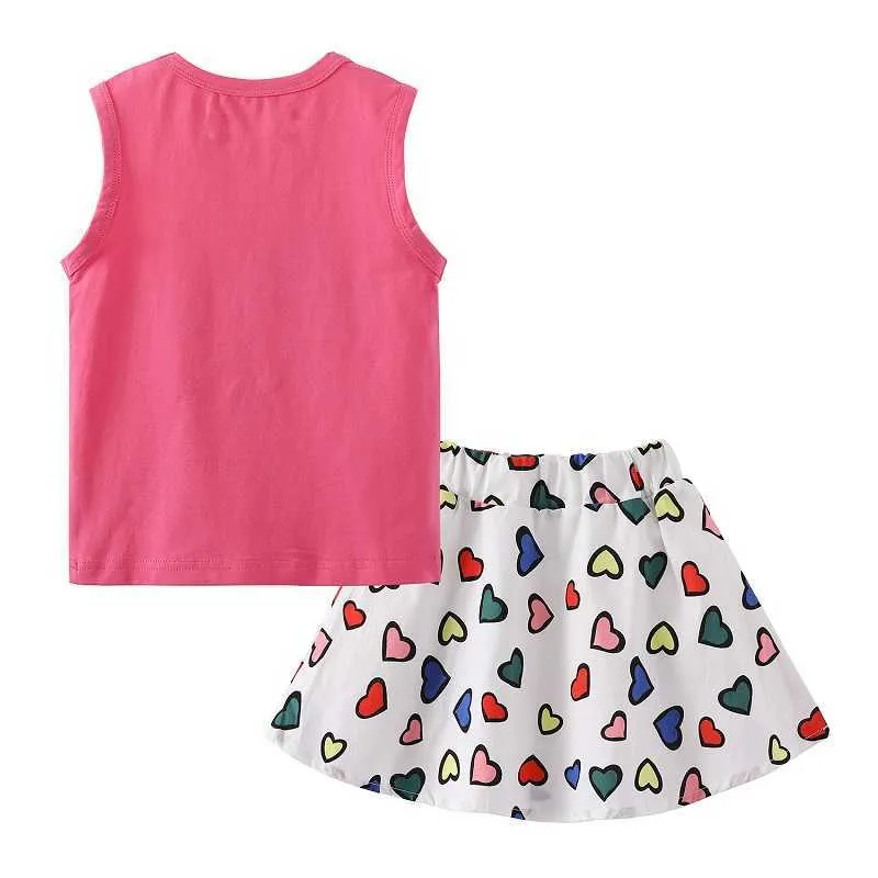 Mudkingdom Girlsセット7月の愛国的なアメリカの旗幼児服のノースリーブとスカートスーツの女の子の夏の衣装210615