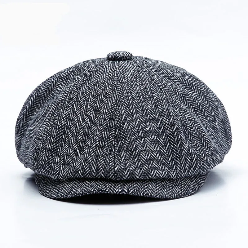 Casquettes de journal unisexes pour hommes et femmes, chapeau octogonal chaud en Tweed, chapeaux de détective rétro Flat234S, automne et hiver