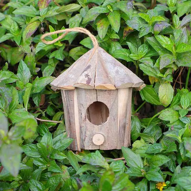 Nid suspendu Maison en bois extérieur ventilé pour les petits oiseaux poulets moiteaux Courtyard Garden Decor Supplies4286373