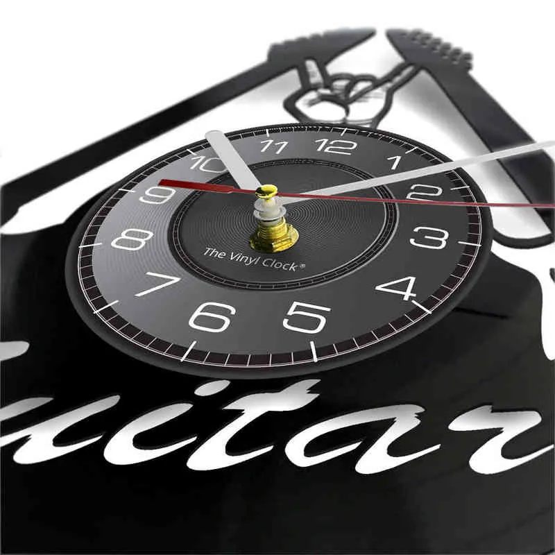 Chitarre elettriche Retro Rock Orologio da parete con disco in vinile Rock Band Music Studio Decor Album in vinile Disco artigianale Orologio da parete dal design moderno H1230