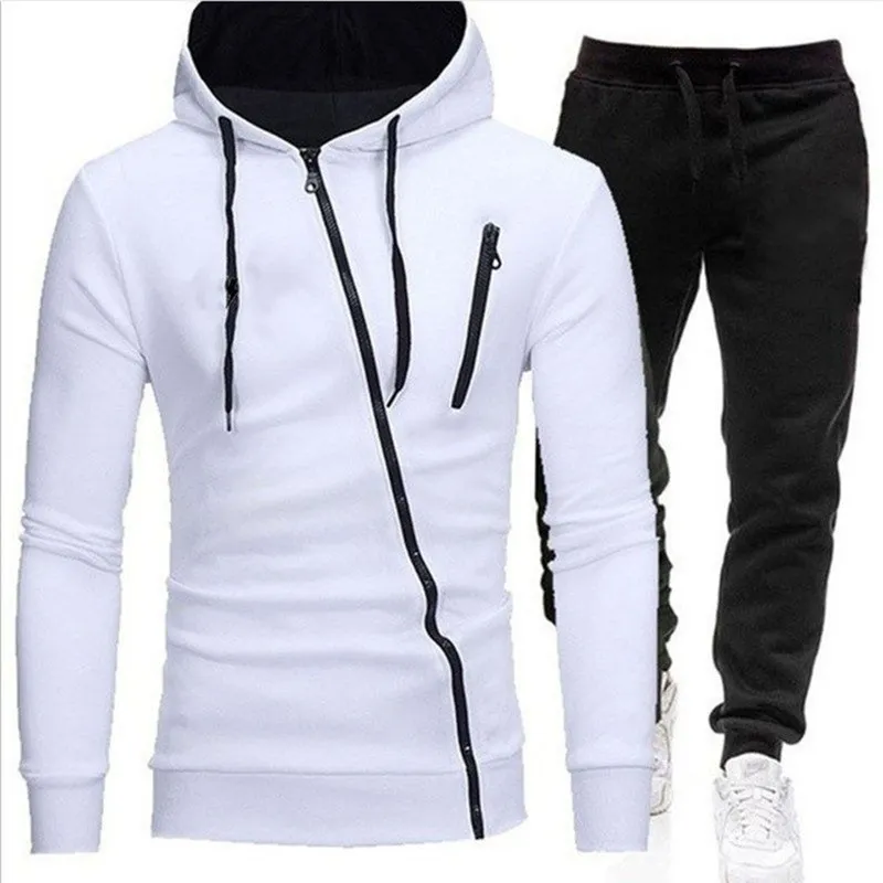 Outono masculino tracksuits 2 peças hoodie + calças esportes terno camisola zíper roupas esportivas tamanho M-4Xl 220215