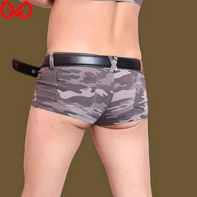 MEISE hommes Lycra camouflage chaud court Sexy court Cool hommes boxeurs Shorts scène Costume Gay porter grande taille F46 H1210