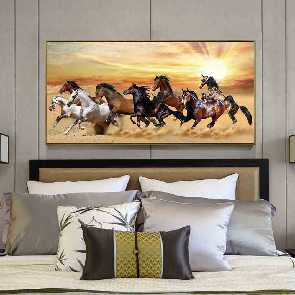 Paintings Running Horses Canvas For Bed Room Art Sunset Landscape Animals Posters And Prints Home Wall Decoration R5HL5858317