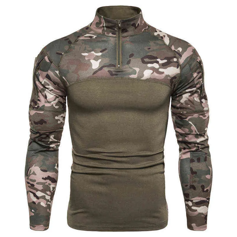 2021 New mens Camouflage Tattico Abbigliamento Militare Camicia Da Combattimento Assalto manica lunga Maglietta Stretta Costume Dell'esercito G1229