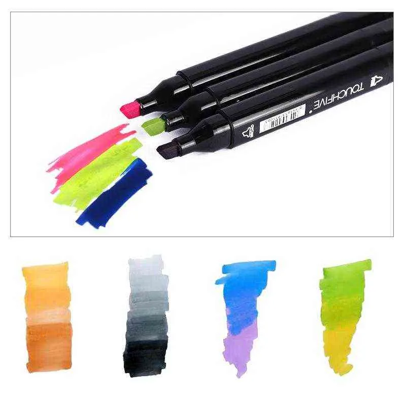 30/40/60/80/Markers Manga Sketching Alcohol Felt Dual Brush Pen Art School Supplies Drawing Set 211104