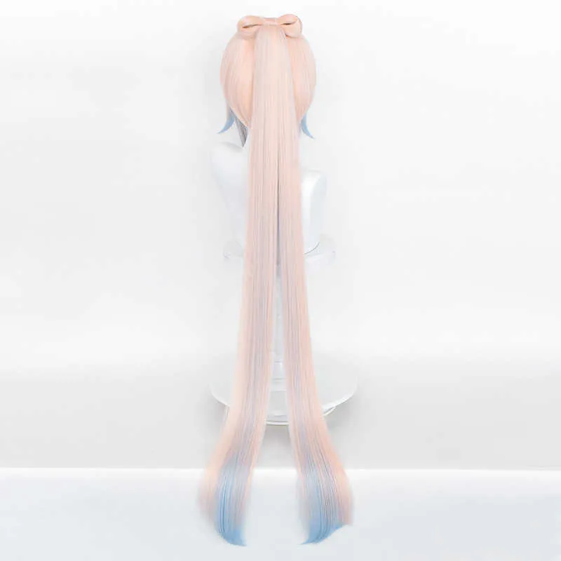 Game Genshin Impact Kokomi Cosplay Wig Longo Rosa Claro Azul Resistente ao Calor Cabelo Sintético Boné Y0913256c