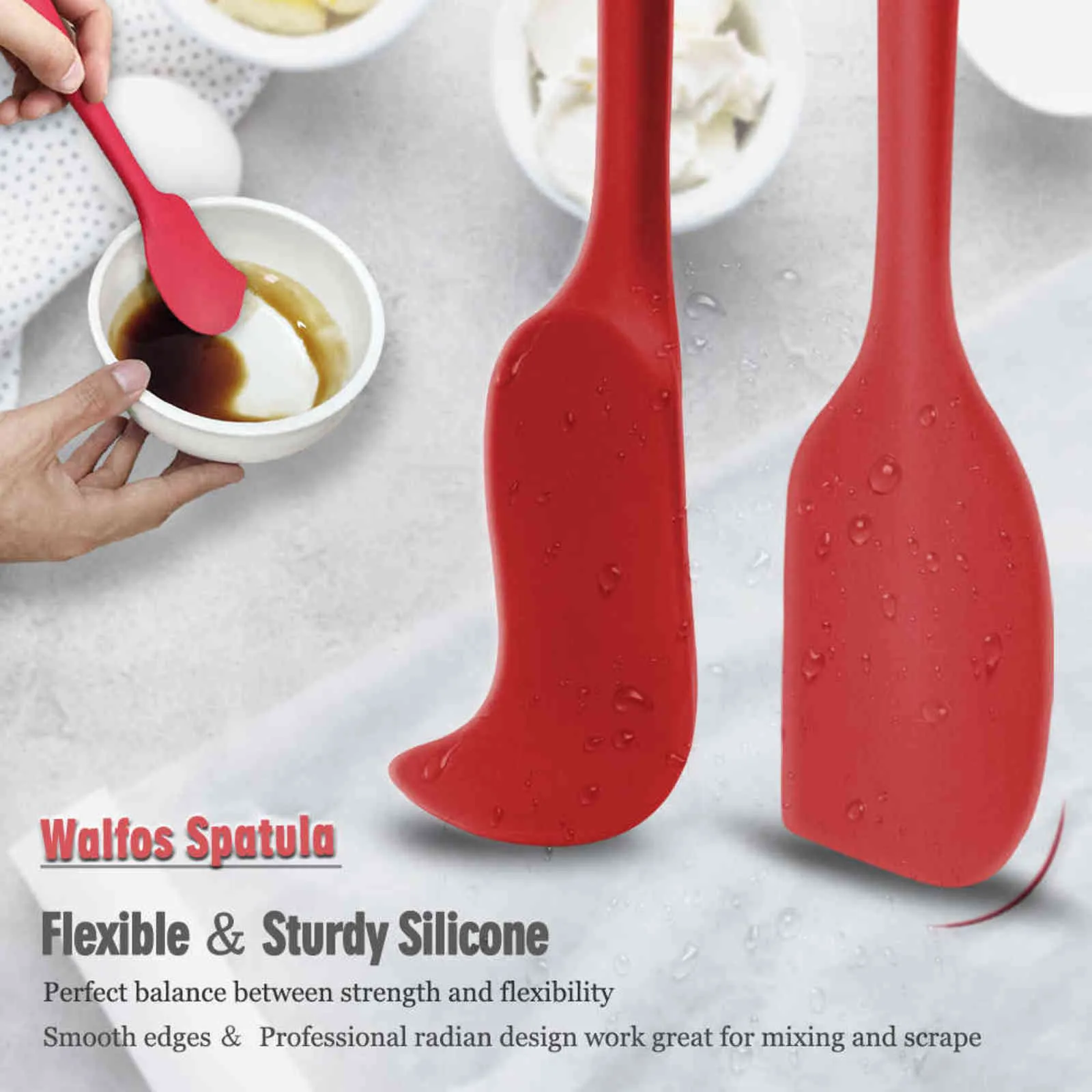 Walfos 5 Teile/satz Antihaft-Silikonspatel Backen Gebäck Hitzebeständiger Silikonspatel Küchenhelfer Kochwerkzeug 211110