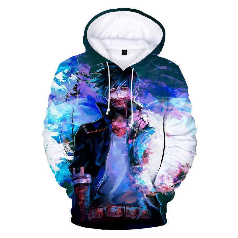 2021 My Hero Academia Dabi Sudadera con capucha con estampado 3D Sudaderas Hombres Mujeres Moda Casual Pullover Anime Streetwear Sudaderas con capucha de gran tamaño Y211118