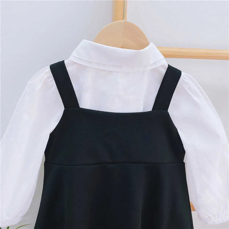 Love DDMM meisjes sets herfst kinderen elegante shirt beugels rok tweedelige pak voor meisjes partij kinderkleding voor 3-8 jaar 210715