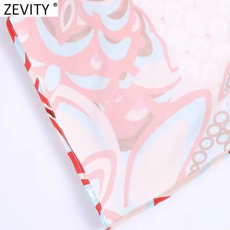 Zevity Women Vintage Totem Floral Print Sexy Strapless Chic Camis Tank Ladies Summer Back -Backknot Owilowanie Topy LS9344 210603