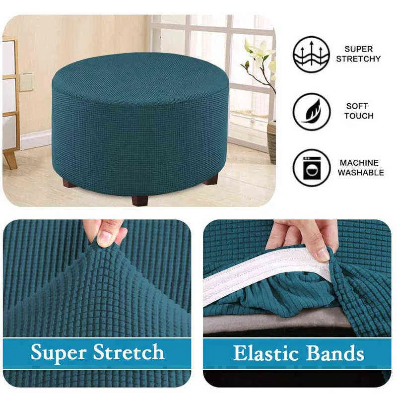 Эластичный круглый Османский четкостр для слепов Protstool Protector съемные моющиеся растягивающиеся хранения диван для гостиной 211116