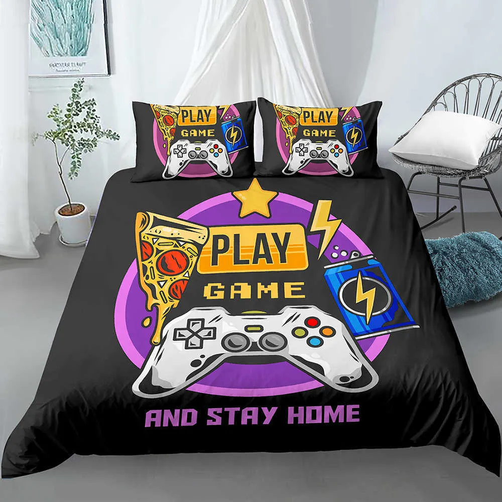 Gamepad-Bettwäsche-Set für Jungen, Queen Modern Gamer Trösterbezug, Videospiel-Bettdecke, Kinderbettwäsche 210615