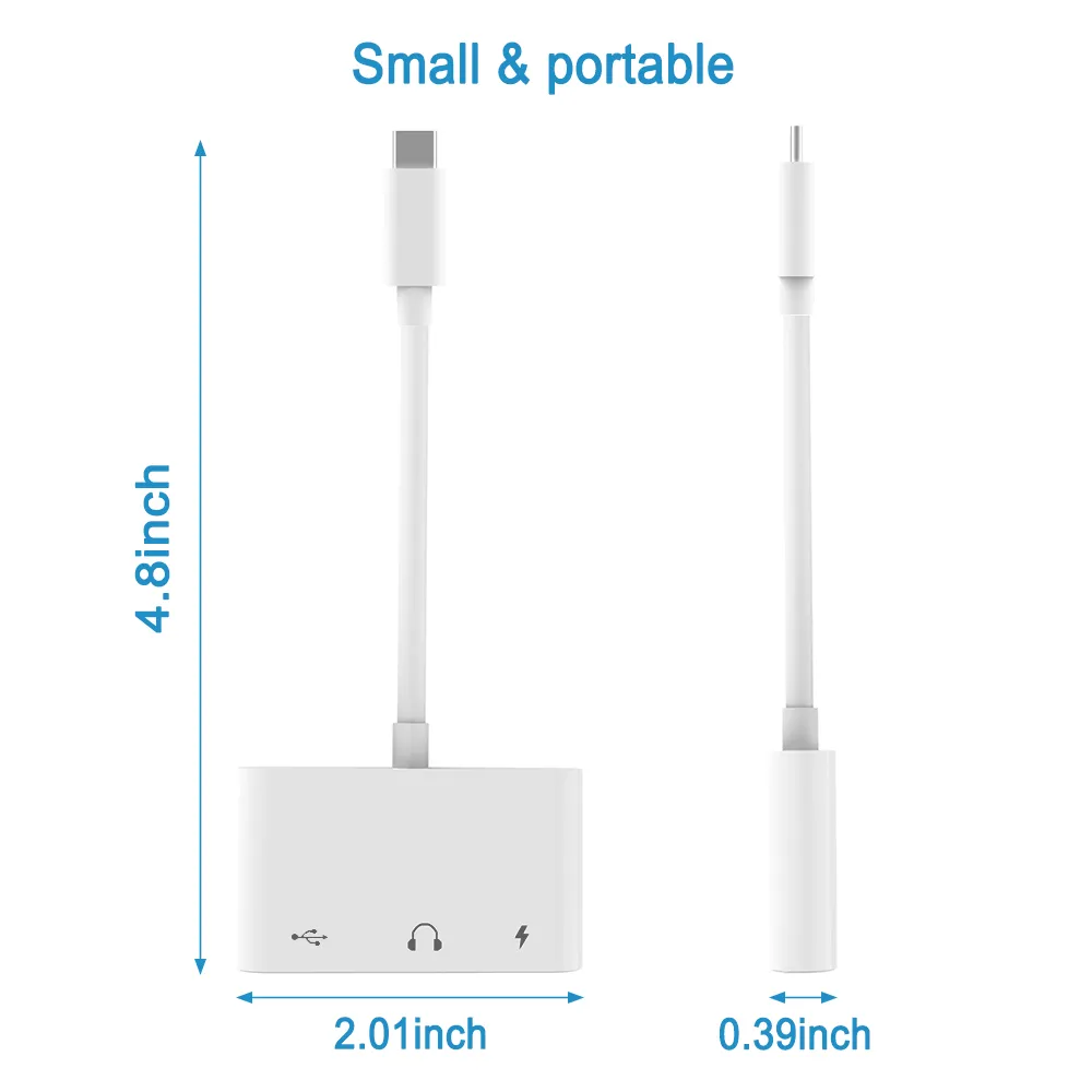 Adaptateur OTG de lecteur de caméra de Type C vers USB 3, avec USB C à prise casque Aux 3.5mm, synchronisation des données de charge pour Google Pixel 2/2XL/3/3XL