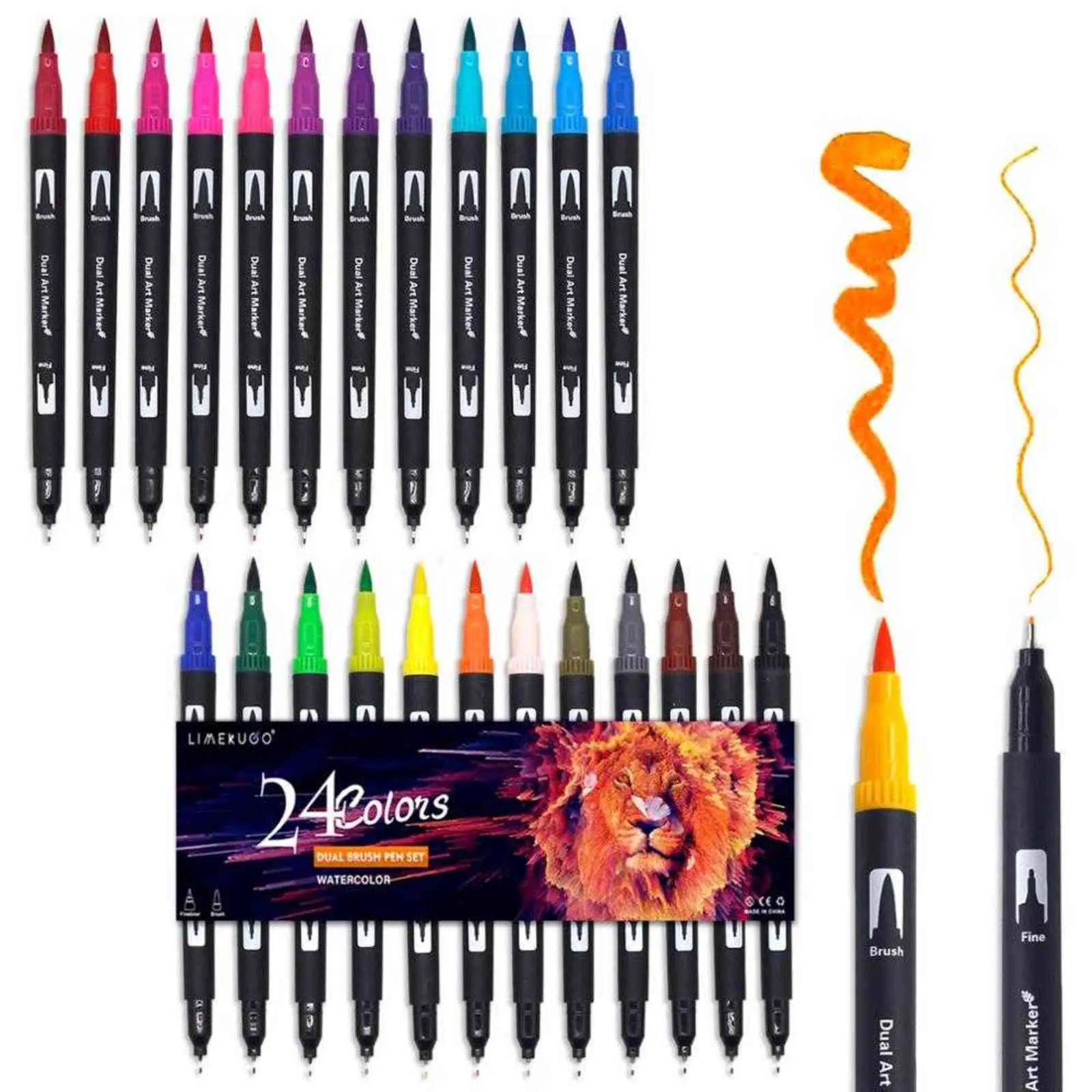 Watercolor Pens Drawing Painting Dual Tip Brush Art Markers Pen for Colouring, Sketching, 211104