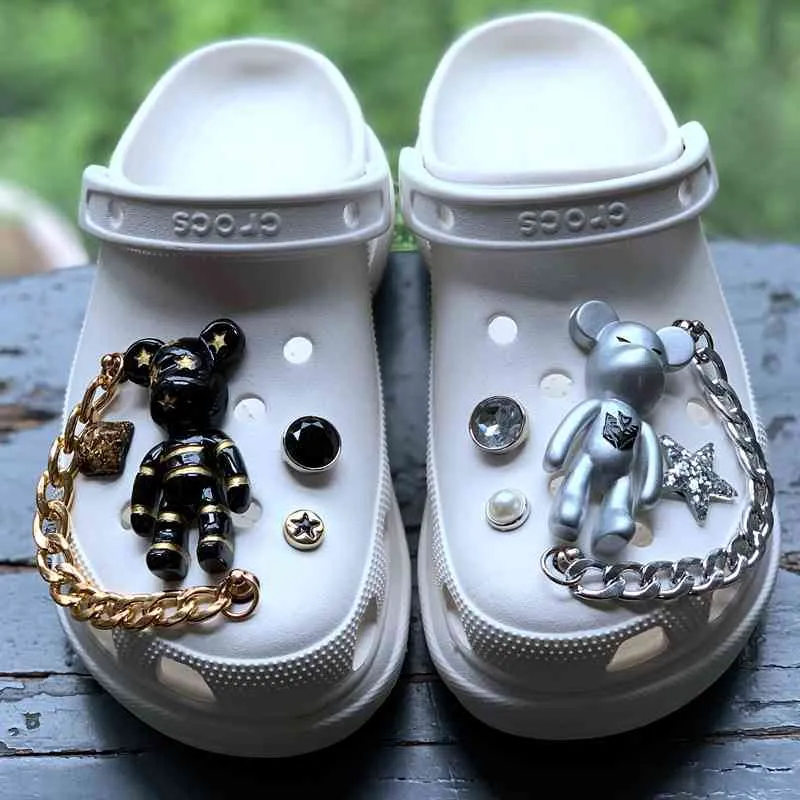 Metal Punk Croc Charms Designer Vintage Pin Rivet Chain Shoe Decoration Clogs Kids Boys Women Girls Girls Charm for Croc Jibbi2804