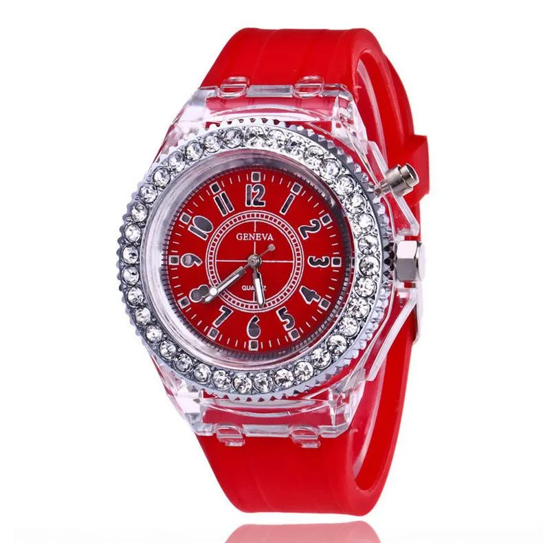Armbandsur mode blixt lysande klockpersonlighet trender elever älskare geléer kvinnliga mäns klockor lätt handled reloj ho260h