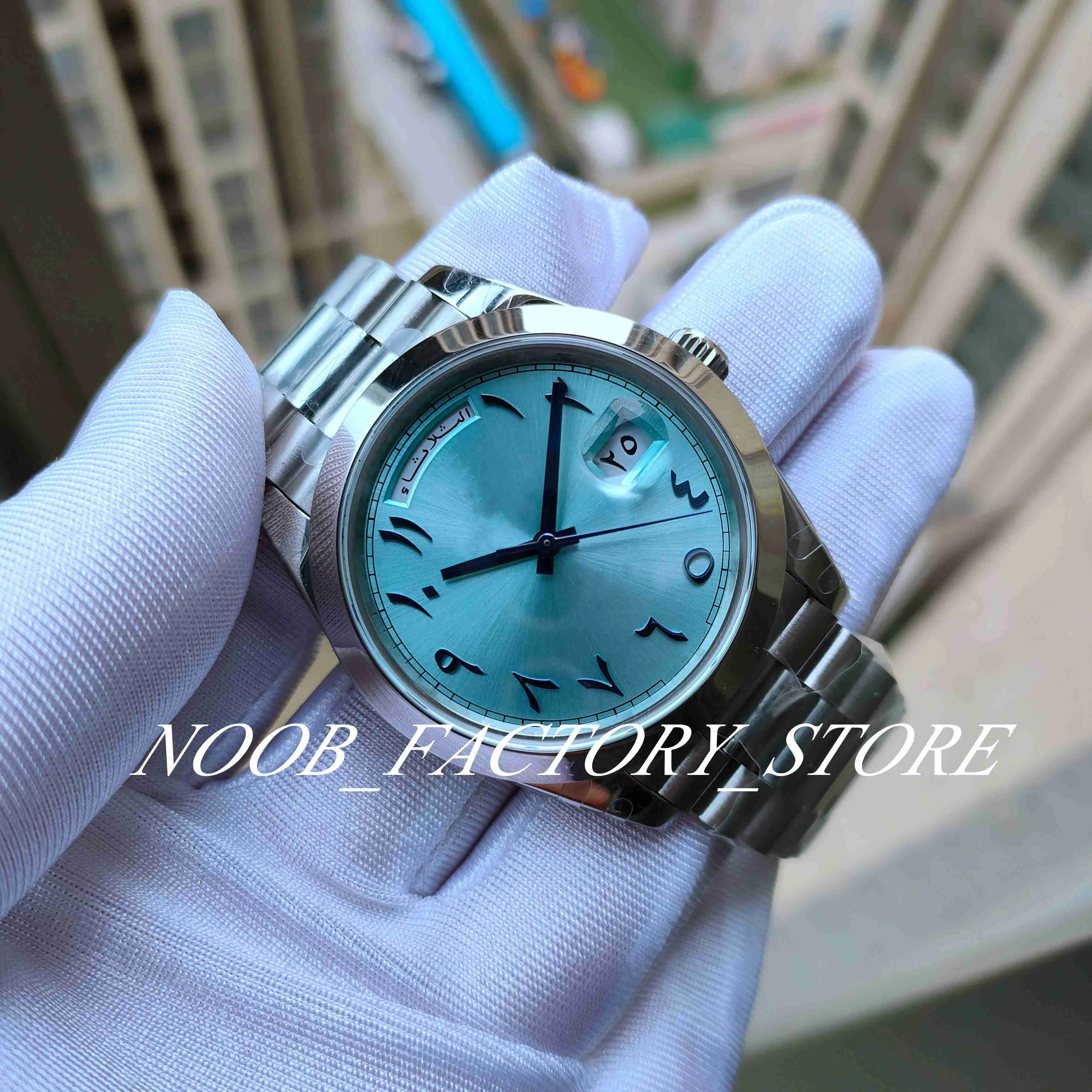 Relógios de homens árabe data dial estilo médio oriente edição especial super fábrica à prova dwaterproof água masculino 228236 pulseira de aço 40mm aut1891