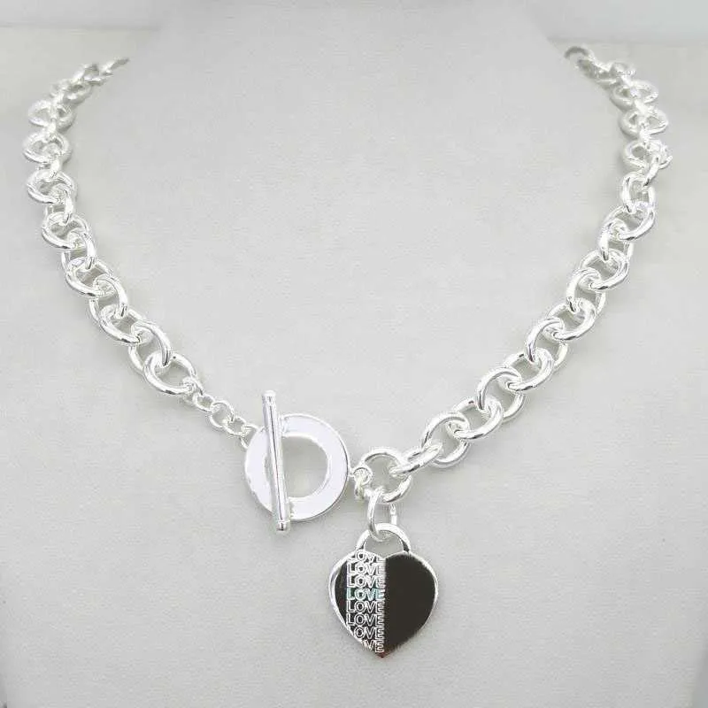 Ontwerp dames zilveren tf -stijl ketting hanger ketting ketting s925 sterling zilveren sleutel hart liefde eier merk hanger charme nec h0918