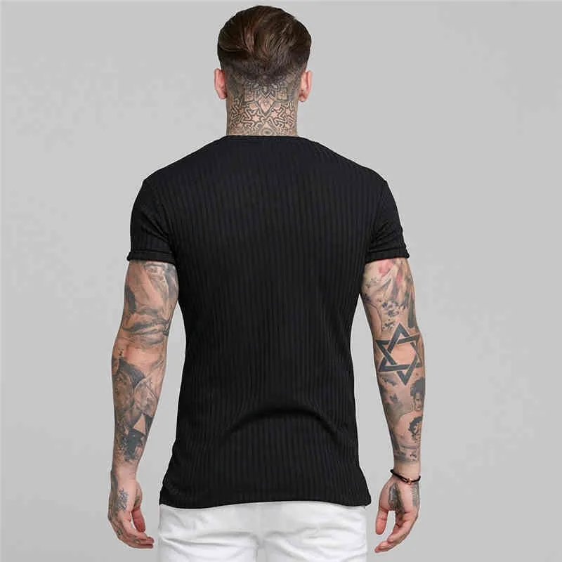 Muscleguys tricoté T-shirt Fitness T-shirt homme hommes à manches courtes été marque de mode vêtements hommes gymnases T-shirt 210421