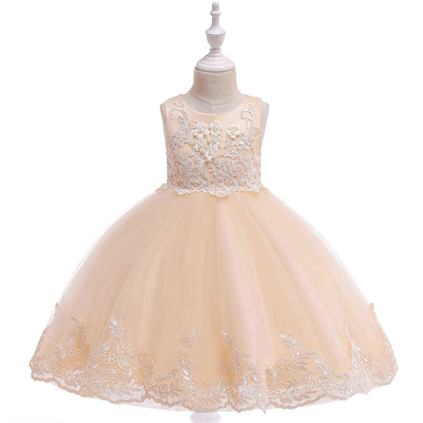 Applique kant meisje jurk feest meisje zomerjurken verjaardag prinses bruiloft bruidsmeisje babyjurken vestidos 3-10 jaar L5097 G1129