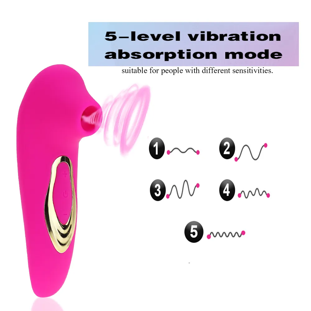 Vibratore succhiare il clitoride le donne Stimolatore di aspirazione capezzoli 5 modalità di vibrazione Massaggiatore clitoride Giocattoli sexy adulti impermeabili