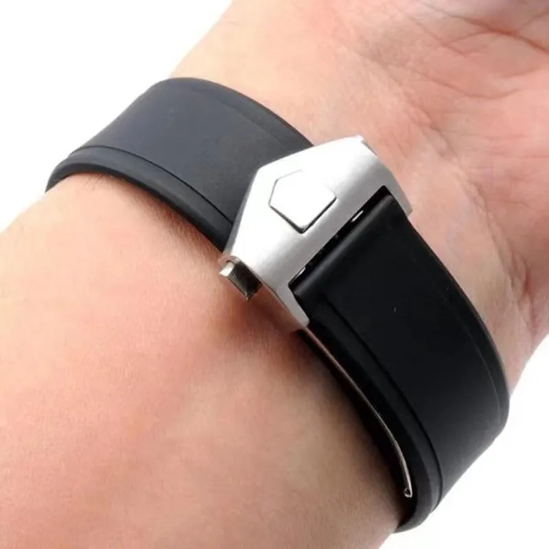 Horlogebanden Hoge Kwaliteit Rubber Horlogeband Voor TAG F1 Polsbanden 22mm Arc End Zwarte Band Met Opvouwbare Buckle260L