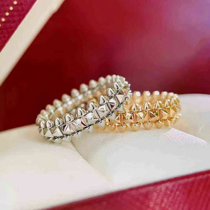 Европейские роскошные ювелирные изделия из стерлингового серебра 925 пробы с ивой гвоздями позолоченные кольца для мужчин и женщин модный классический брендовый подарок для вечеринки Y220310187s