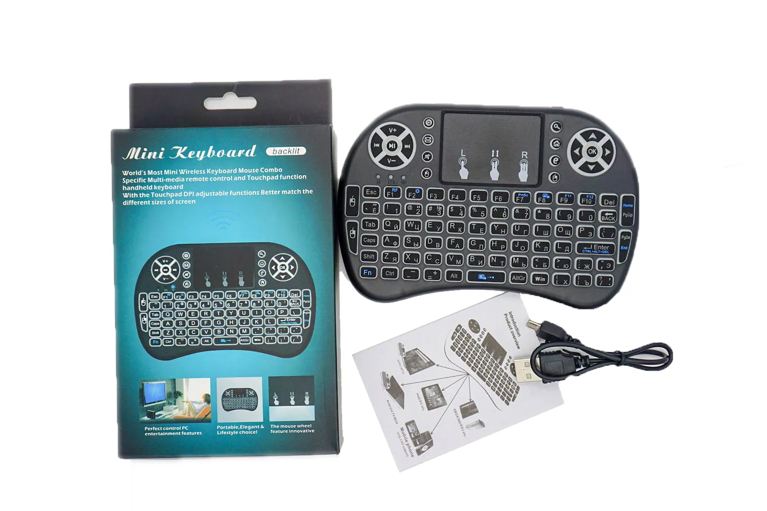 MINI 24 GHz Keyboard rétro-éclairé en fil portable portable portable avec des claviers de rétroéclairage TouchPad pour PC Android TV Box LOT1755716