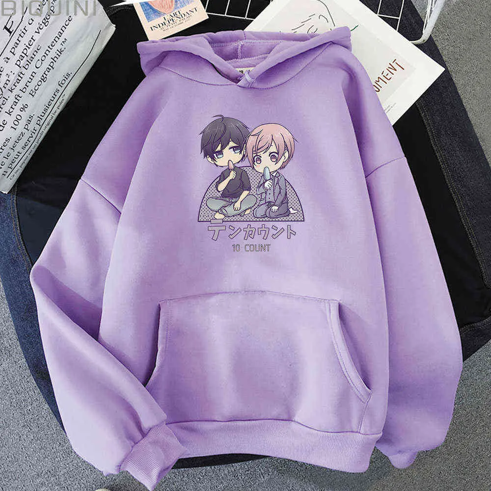 Tio Count Anime Hoodie Comic Tryckt tecknad Kawaii Kläder estetisk attack på Titan Riku Tadaomi harajuku Boys Love Pullovers Y0820