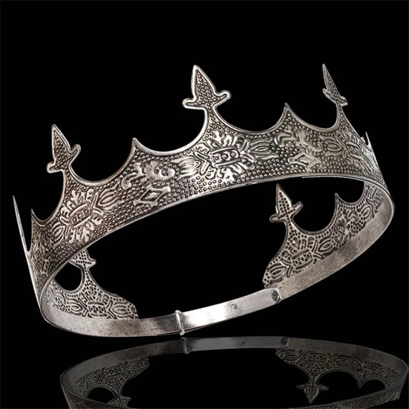 Barroco Vintage Círculo De Metal Tiaras Royal Rainha Rei Coroa Nupcial Diadem Prom Headdress Casamento Cabelo Jóias Cabeça de Jóias 220217