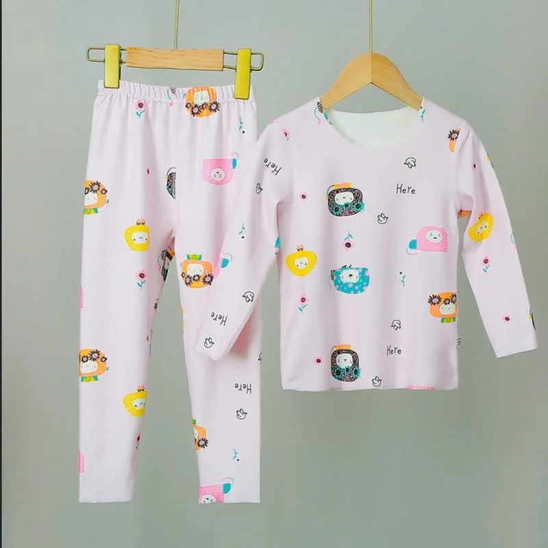 Vår barn pojkar tjejer pyjamas långa ärmar bomull tecknad dinosaur barn bär kläder e918 210610