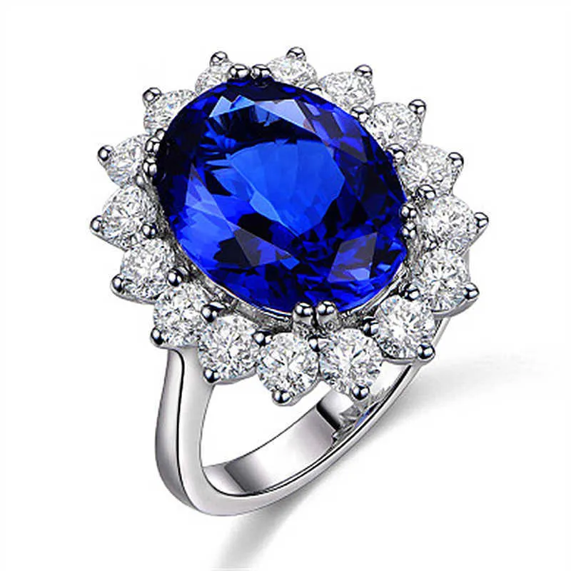 Anelli da donna Anello Crystal Princess Blue con cinturino regolabile in pietra blu Lady Cluster