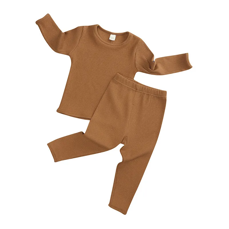 Kinder Frühling Baumwolle Pyjamas Kinderkleidung für Jungen Mädchen 2 Stück Anzüge Nachtwäsche 210413