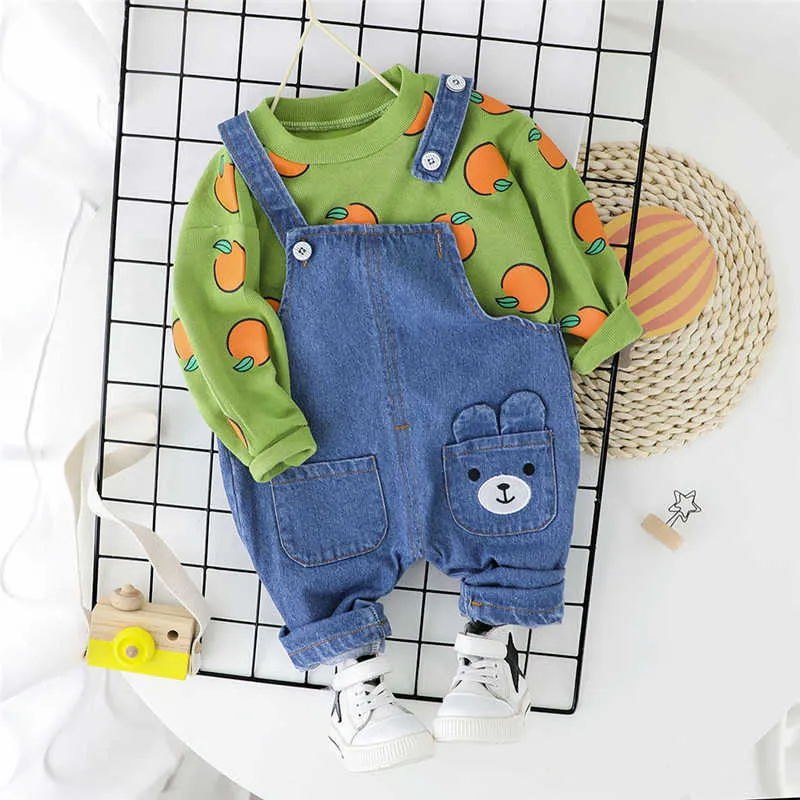 0-5 jaar 100% katoen jongen kleding set lente actieve cartoon casual kid pak kinderen baby t-shirt + romper 210615