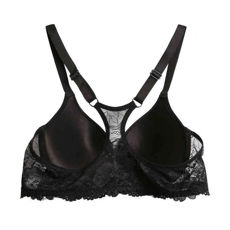 YBCG Push Up BH Front Closure Lace Hollow Y-Line Strap Lingerie Zwart Dunne Gewatteerde Floral Ondergoed Aangepaste riemen Brassiere G1227