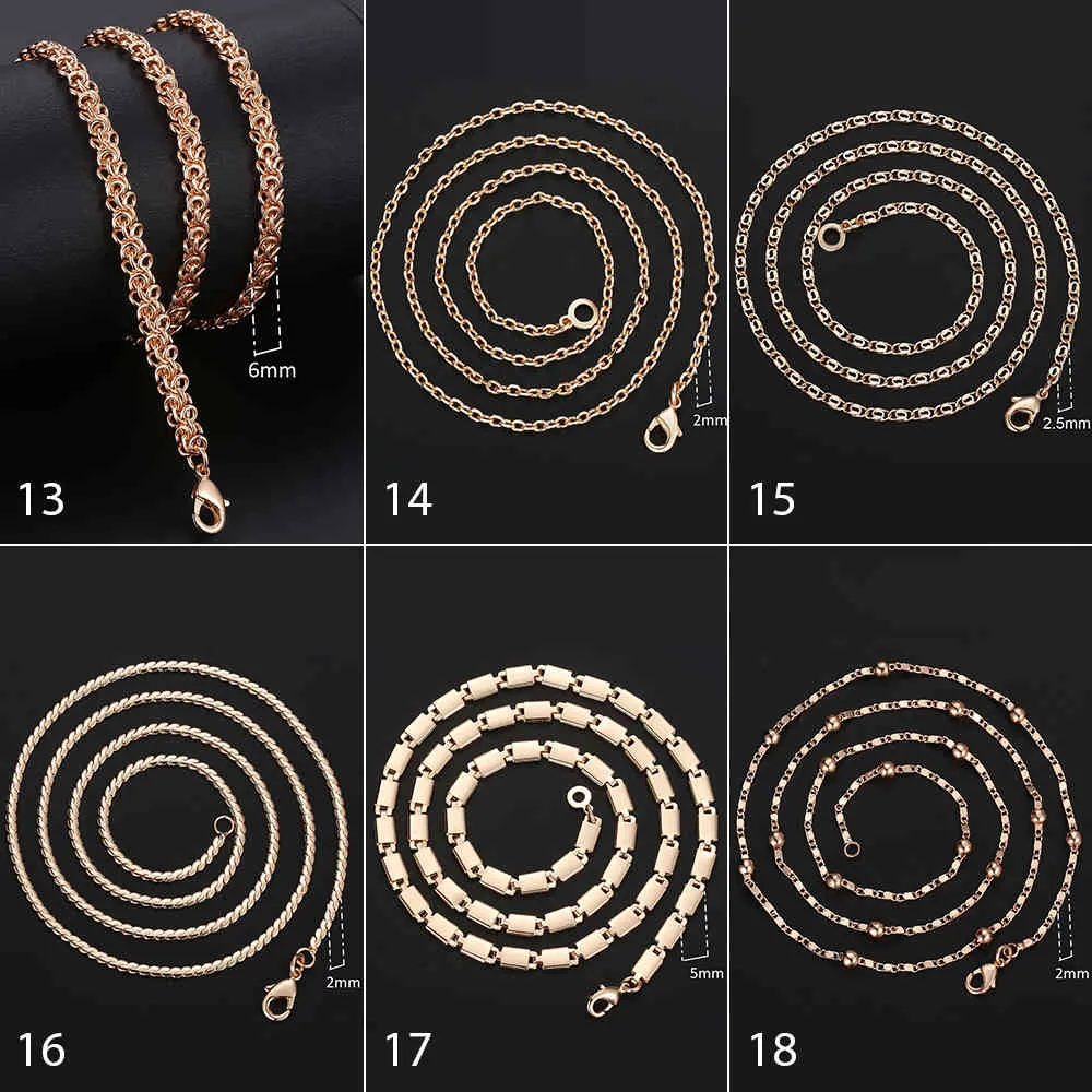 Fanshion 585 Rose Gold Necklace Chain Curb Weaving Rope Snail Link Pärlad kedja för män Kvinnor Klassiska smycken gåvor CNN1B2403085