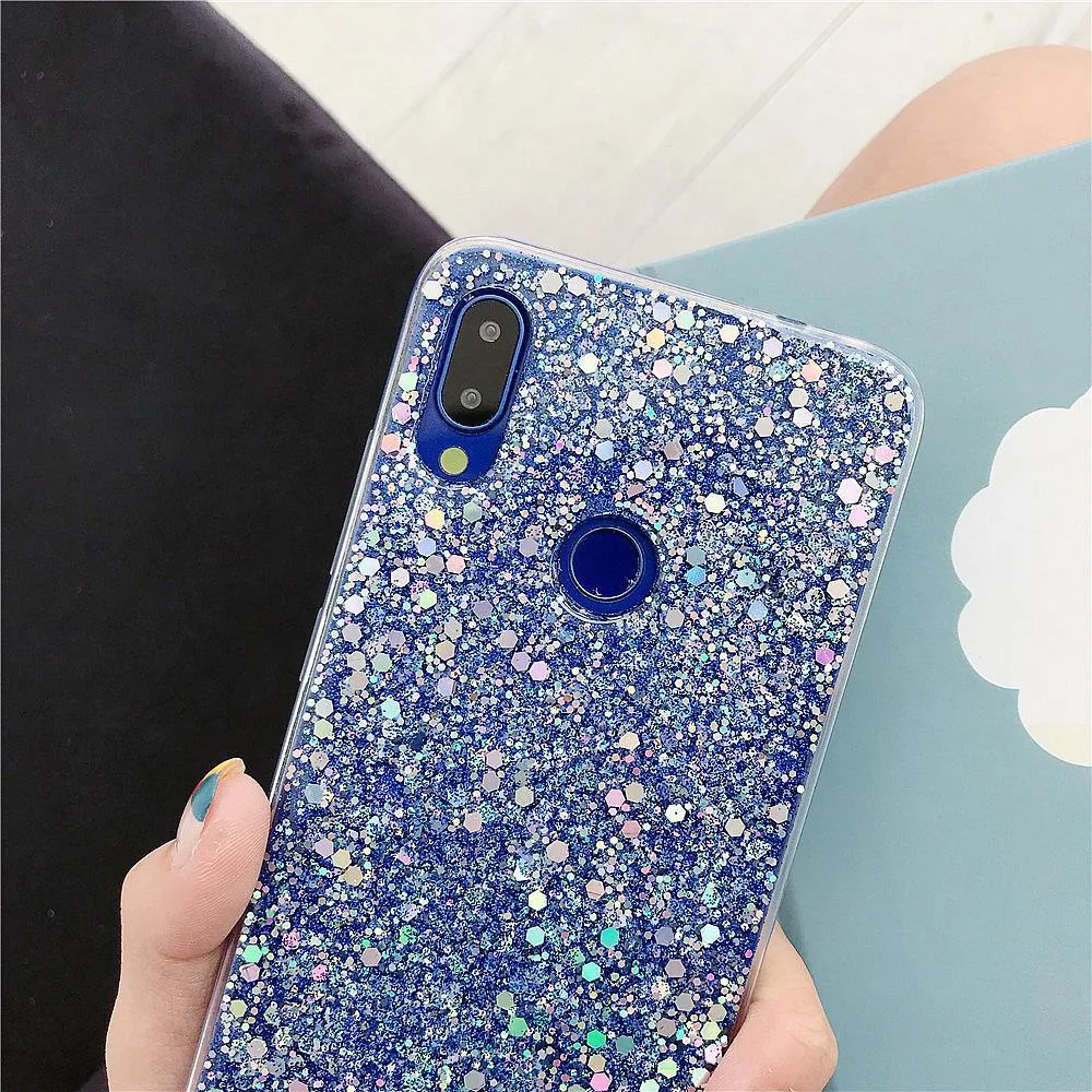 Bling Glitter Cas Pour Xiaomi Mi 9 8 Mi8 Mi9 SE A2 Lite 8SE Cristal Paillettes Silicone Couverture Redmi 5 Plus Note 7 6 Pro Note7 Funda