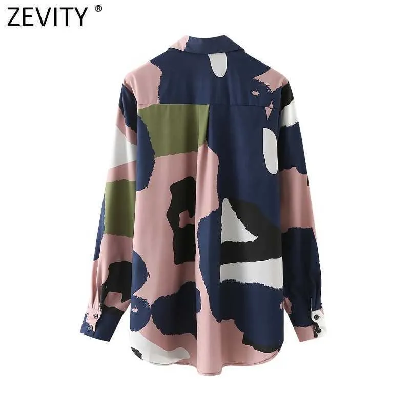 Zevity Femmes Mode Couleur Correspondant Cravate Teinté Smock Blouse Femme À Manches Longues Poitrine Kimono Chemises Chic Blusas Tops LS7666 210603