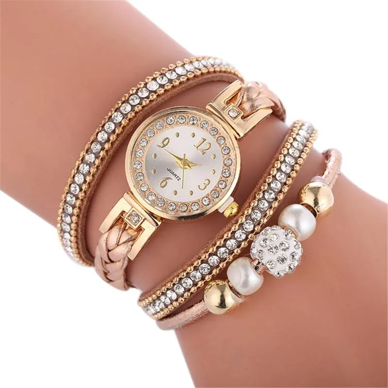 Högkvalitativ vacker modekvinnor armband titta på damer casual runda analog kvarts handled zegarek damski f1 armbandsur257a