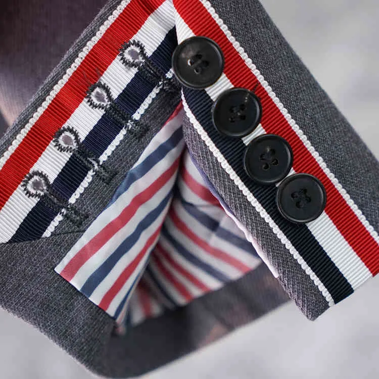패션 2021 브랜드 블레이저 남성 정장 양모 슬림 남자 재킷 봄 가을 싱글 브레스트 개 머리 자수 코트