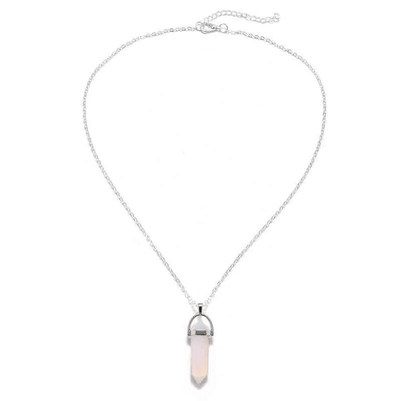 WANGAIYAO nouvelle personnalité de la mode balle courte pendentif en pierre de cristal naturel collier de clavicule tempérament stylo en cristal tout-match G1206