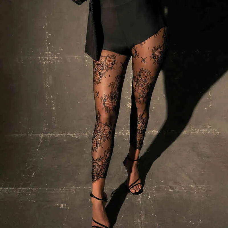 女性カジュアルスキニーパンツパッチワークレース刺繍レギンスファッション鉛筆ズボン夏のボディコンボトム210517