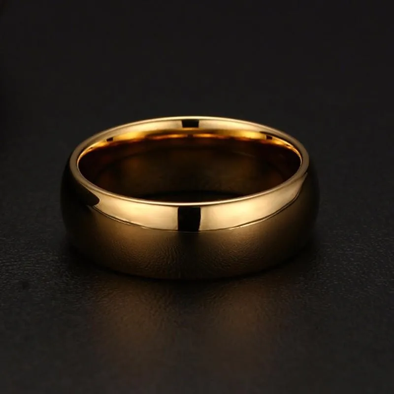 Anillos de clúster Tungsten Carbide 8 mm Anillo de bodas de domingos de domo para hombres para hombres Joyas de compromiso en oro Rose Golden 267L