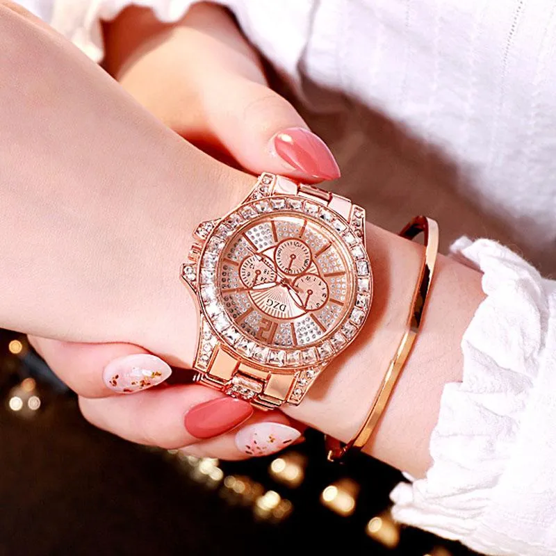 Wristwatches Womens Watches Diamond Top Brand Designer Stainless Steel Ladies Rose Gold Quartz Wristwatch Drop 2021234q