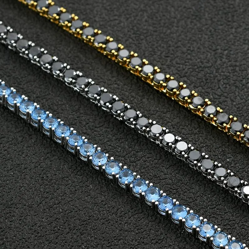 Kedjor Fashion 5mm Tennis Chain Single Row Black Zircon Par Necklace Rap Hipster Full Diamond CollarBone300B