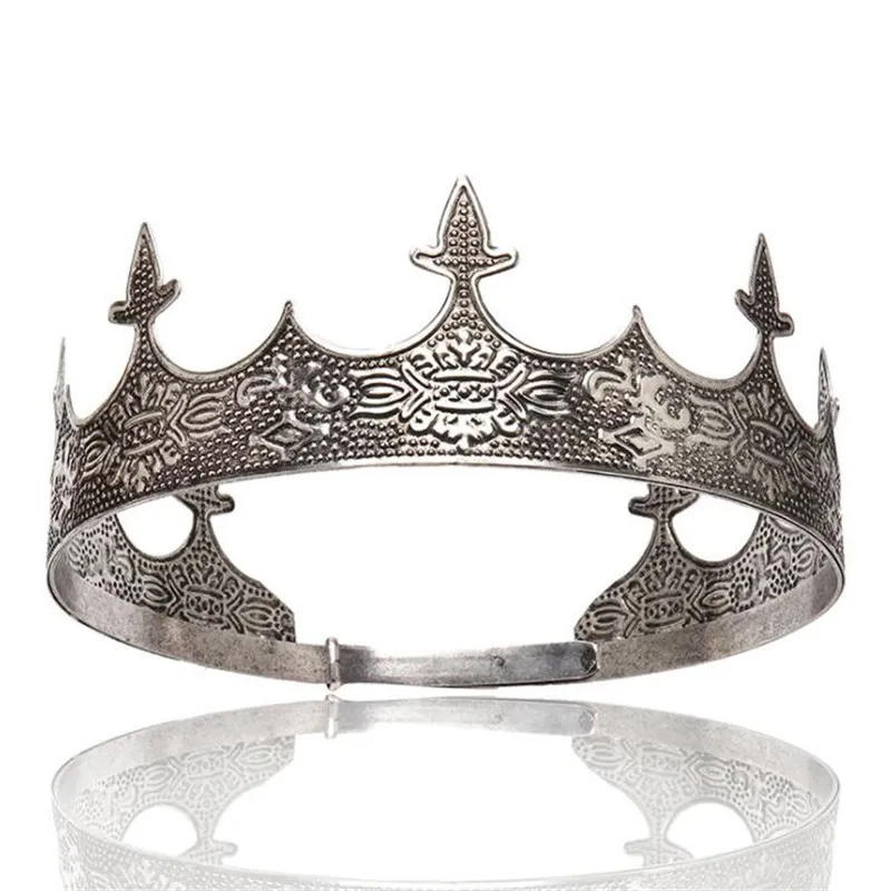 Barroco Vintage Círculo De Metal Tiaras Royal Rainha Rei Coroa Nupcial Diadem Prom Headdress Casamento Cabelo Jóias Cabeça de Jóias 220217