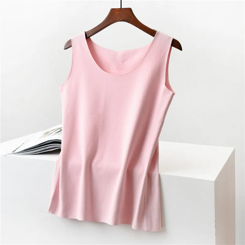 Ciepły Velvet Tank Tops Kobiety Bez Rękawów Okrągły Neck Loose Casual T Koszulka Damska Kamizelka Singlets Camisole Bawełna Kobieta 210514