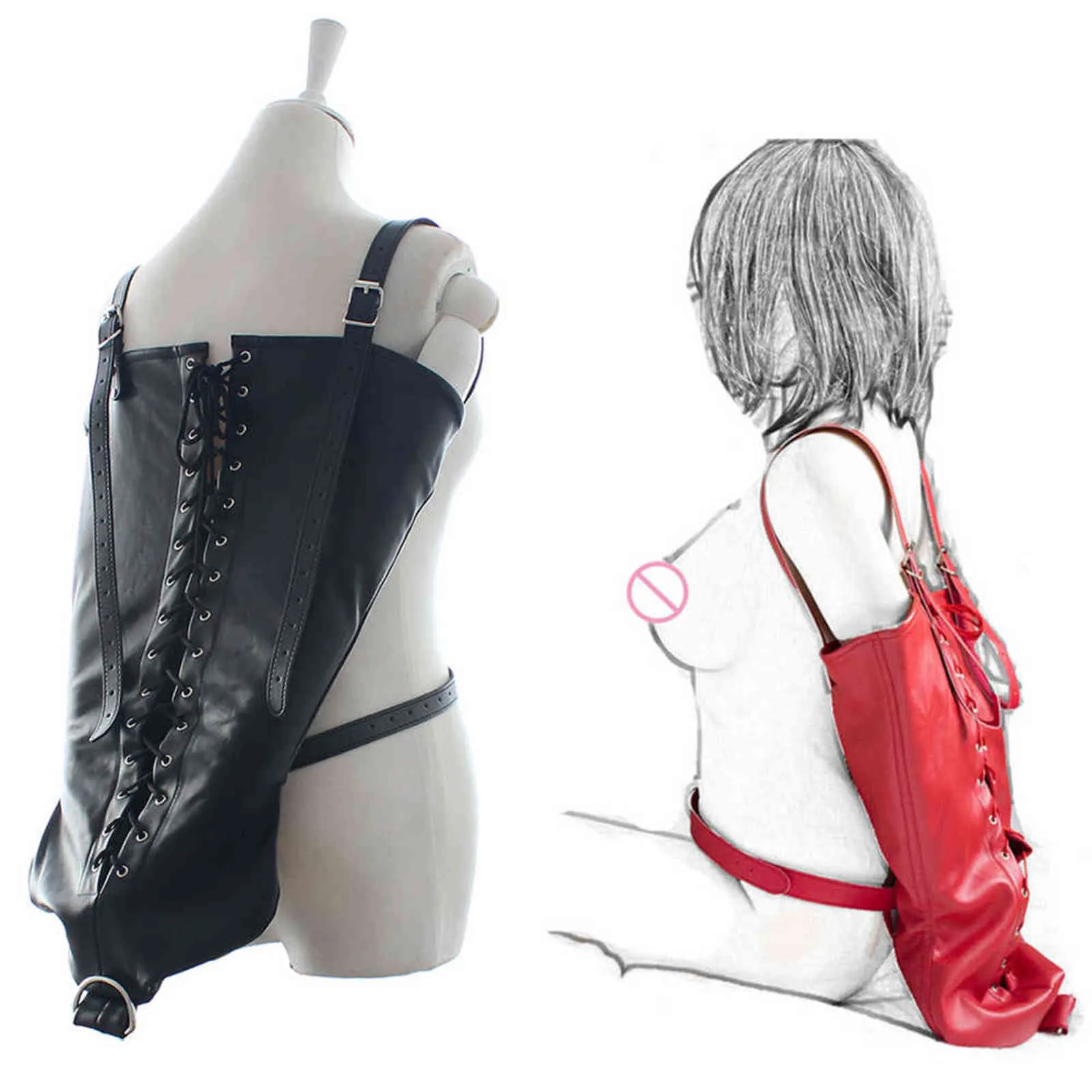 Nxy bondage sex mjuk pu läder justerbar över axel arm bindemedel slav fetisch handske kit begränsningar 11227050302