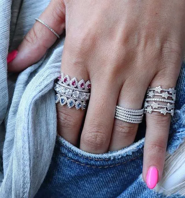 Damen-Verlobungsring, Kronprinzessin-Ring, modischer CZ-Ewigkeitsring, Zirkonia, trendiger Fingerschmuck